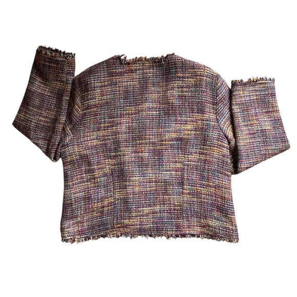 Chico's Multi Color Weave Fringe Jacket Sz 3 (16) GUC - Picture 2 of 7